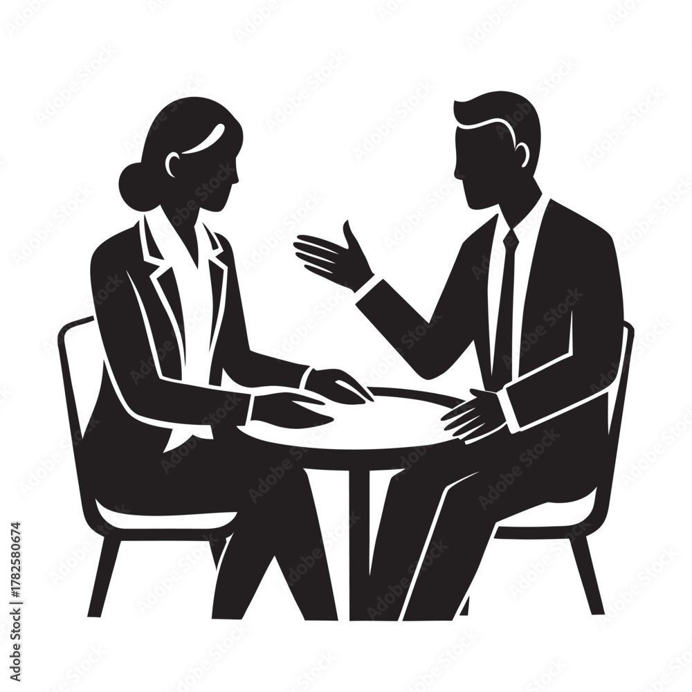 Obraz premium manager and client business negotiation silhouette scene