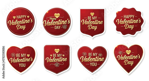 Set of happy valentines day labels for greeting cards and holiday designs