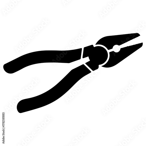 Black pliers tool for gripping and cutting wire