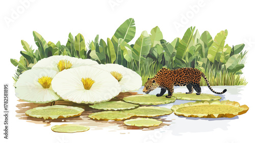 Pantanal Wetlands - Mato Grosso. Pantanal Wetlands - Mato Grosso hand drawn watercolor illustration