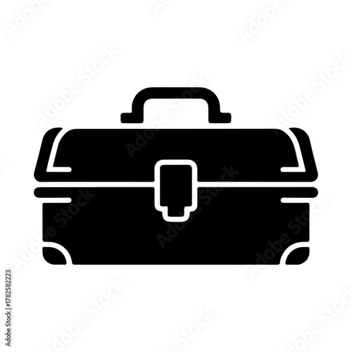 Black toolbox icon, repair and maintenance tool