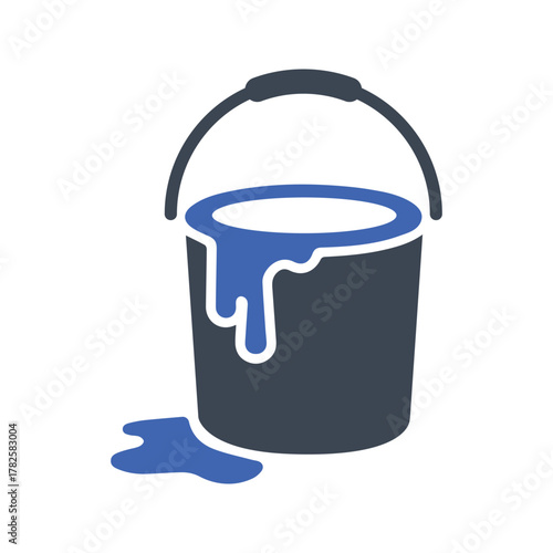 Paint can with paint pouring out icon