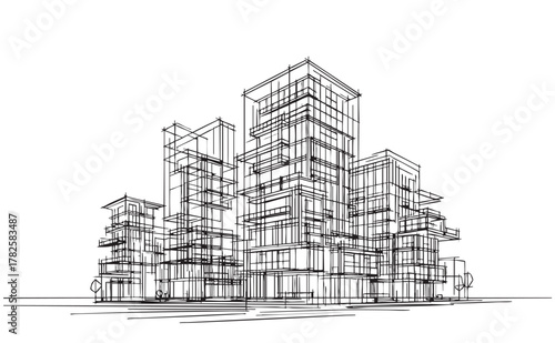 High rise building sketch. Architecture