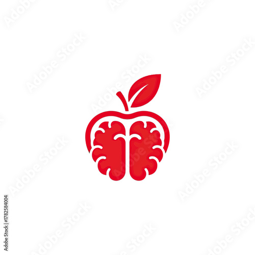 Brilliant mind concept with red apple brain symbol, representing knowledge, learning, and innovative ideas for education and creativity