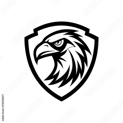 Strong Eagle Head Mascot Logo Shield Symbol American Power Freedom Design