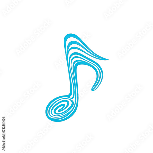 Captivating blue musical note design with dynamic swirling lines, perfect for creative projects and modern branding needs.