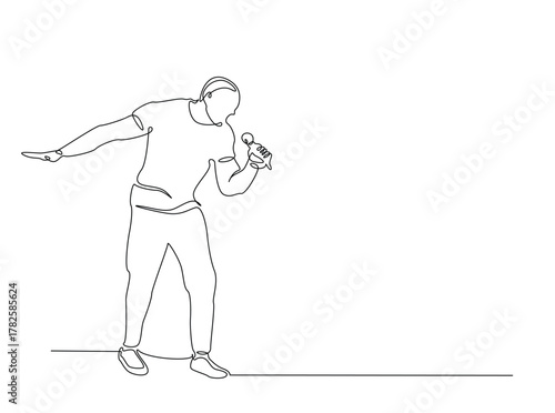 line art singer performing with microphone clip art preview