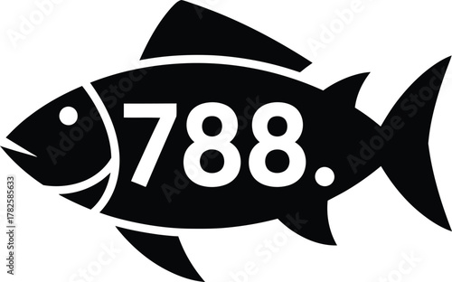 Black silhouette of a fish with the number 788