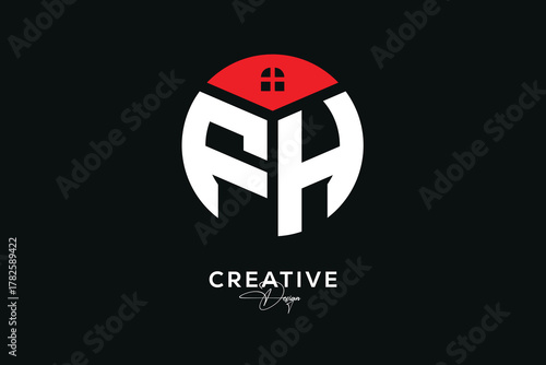Creative FH Real Estate Monogram Logo Concept Design in Circle Shape	