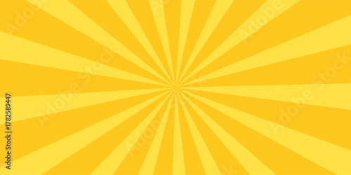 Yellow banner with Sun rays, lines background, light