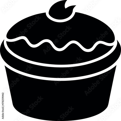 Black and White Chocolate Souffle Cupcake Silhouette Illustration