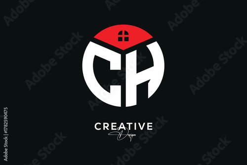 Creative CH Real Estate Monogram Logo Concept Design in Circle Shape	