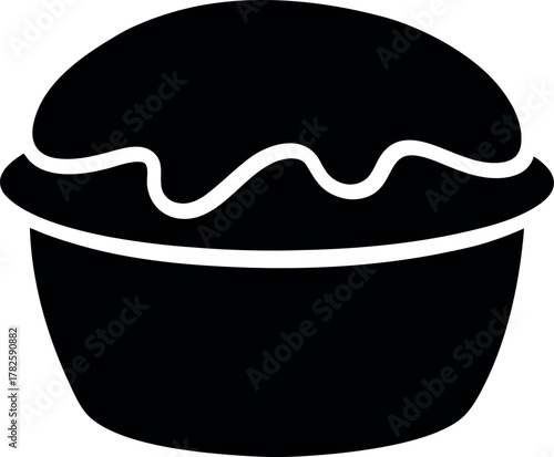 Black and White Chocolate Souffle Pie Silhouette Illustration
