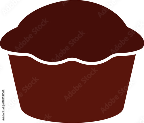 Dark Brown Chocolate Souffle Silhouette Icon Illustration