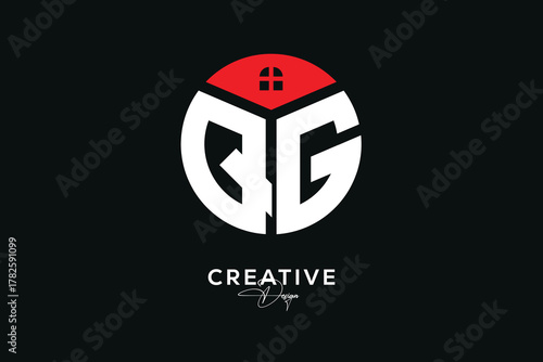 Creative QG Real Estate Monogram Logo Concept Design in Circle Shape	