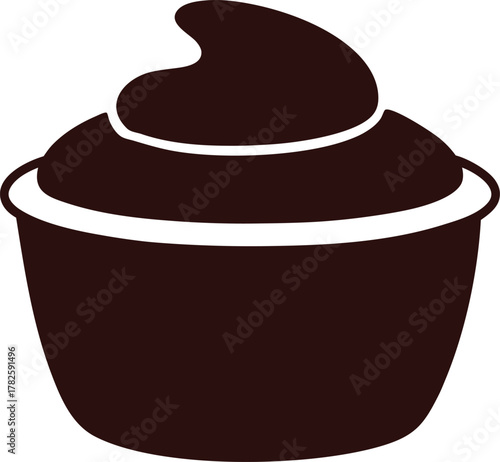 Solid Black Chocolate Soufflé Bowl Icon Illustration