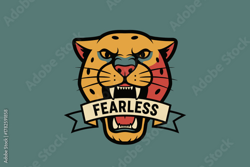 Fearless Leopard Head Mascot Logo Design.