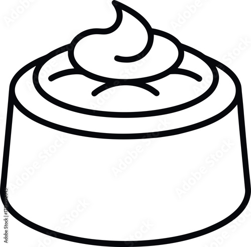 Black and White Chocolate Souffle Line Art Illustration