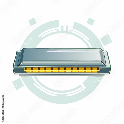 Joli harmonica isolé sur fond blanc, métal