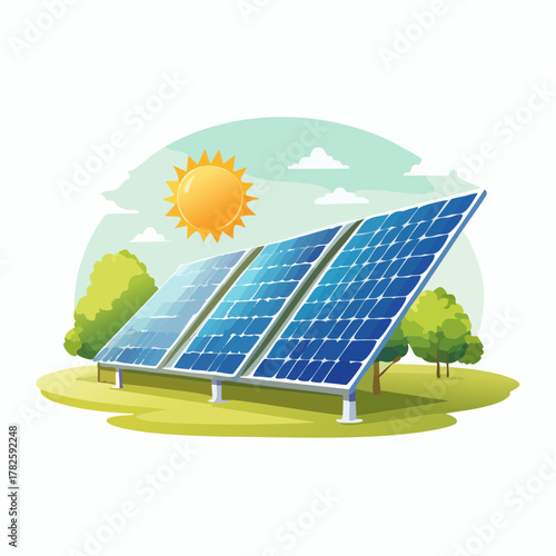 Panneaux photovoltaïques, panneaux solaires, nature, soleil, isolé sur un fond blanc