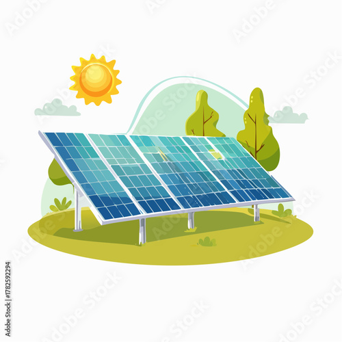 Panneaux photovoltaïques, panneaux solaires, nature, soleil, isolé sur un fond blanc