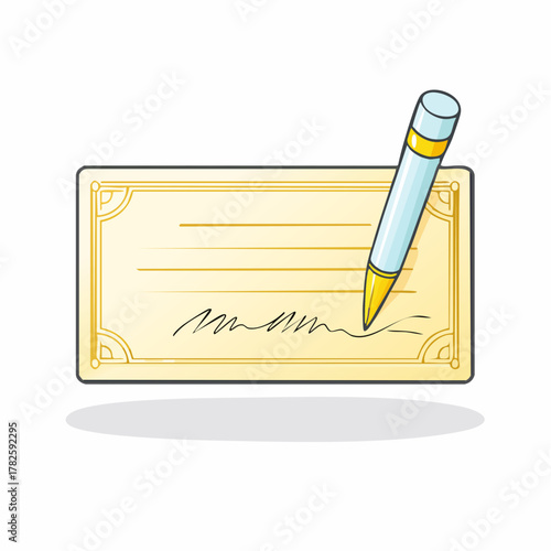 Document papier rectangulaire, signé, stylo, certificat, bon au porteur, attestation, diplôme, 