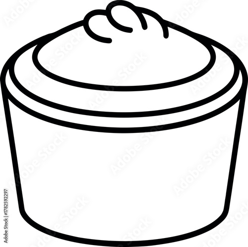 Minimalist Chocolate Souffle Dessert Icon Illustration
