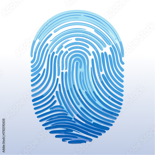 empreinte digitale bleue sur un fond blanc, authentification, identification, vérification, sécurité, biométrie, bleu, isolé, fond blanc