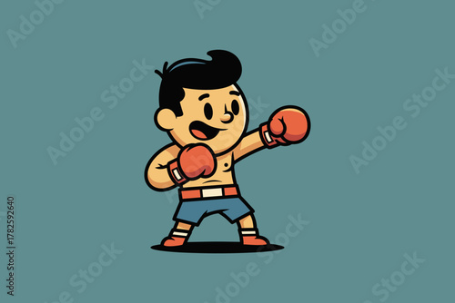 Cartoon Boxer Ready to Fight in a Playful Stance.