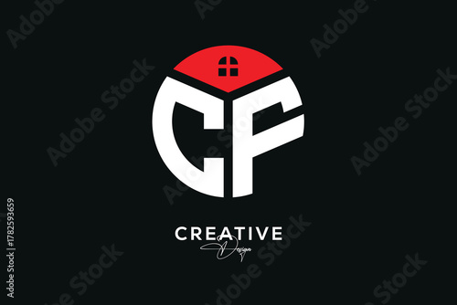 Creative CF Real Estate Monogram Logo Concept Design in Circle Shape	