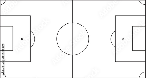 Simple Football Field Outline – Minimalist Soccer Pitch Diagram Vector for Sports Design and Education