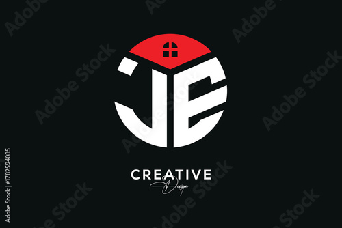 Creative JE Real Estate Monogram Logo Concept Design in Circle Shape	