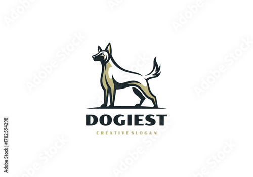 Unique guard dog mascot logo design template vector illustration