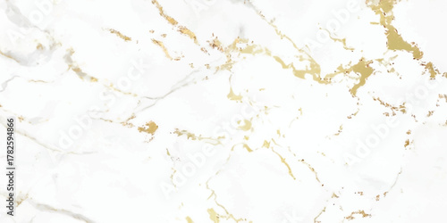 Elegant white marble texture with gold veins isolated on white background