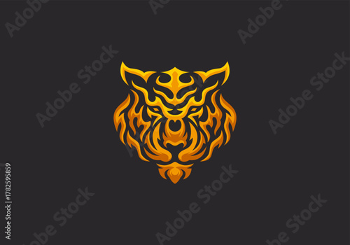Gradient Flaming Tiger modern logo template vector illustration design