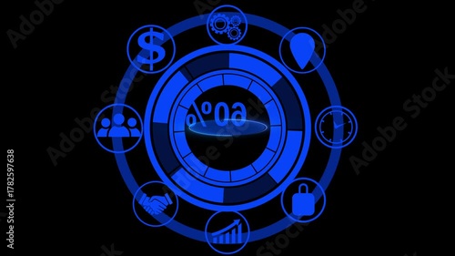Business, Technology, Internet and network concept. 60% neon round dash funding crowdfunding investment venture capital. on black background. education concept training.
