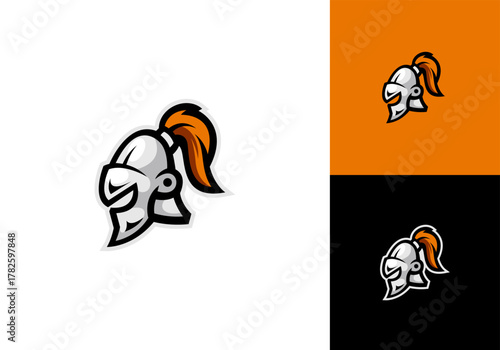 Modern Knight helmet mascot template vector illustration design