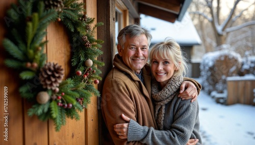 Cozy Christmas Embrace at Rustic Cabin