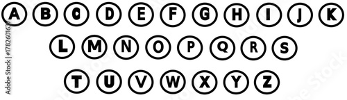 Alphabet circle letters set - round typography buttons A to Z
