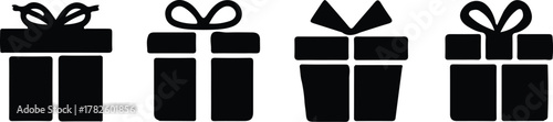 black gift box icon set isolated vector illustration design 