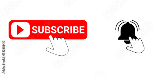 subscribe button and press the bell icon design vector
