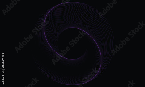 A mesmerizing abstract geometric swirl made of delicate purple lines forming a smooth infinity loop on a dark black background, symbolizing motion, balance, and harmony in digital art.