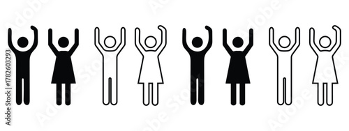 Bar and Restaurant Staff Vector – Female Waiters Serving Drinks, Couples Drinking Silhouettes, Party and Beverage Icons