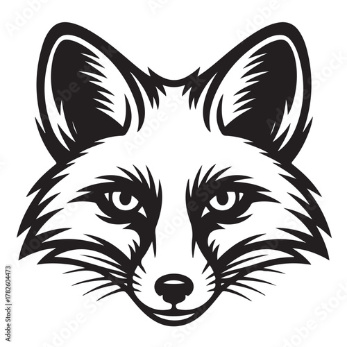 Fox head vector illustration isolated on white background black and white fox head for design