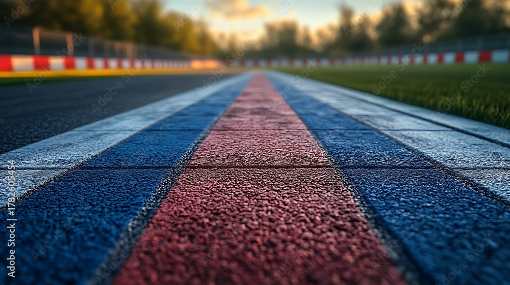 Naklejka premium Race track closeup view at sunset.