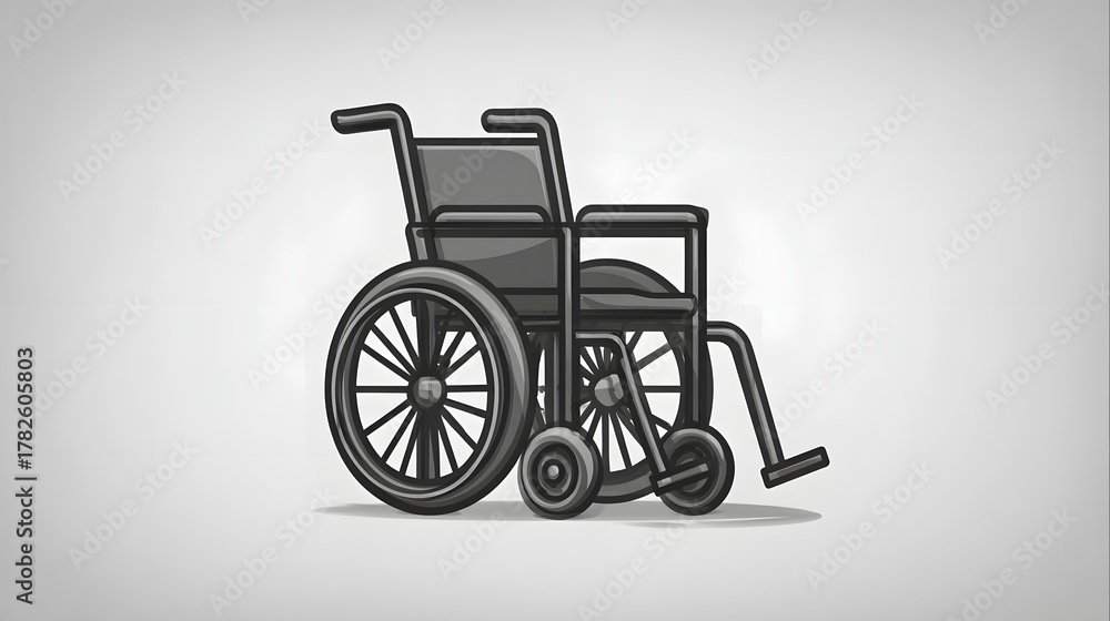 Fototapeta premium Stylized illustration depicting a mobility aid with large rear wheels and smaller front casters