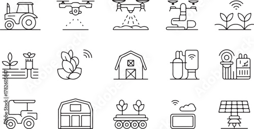 Smart Farming Technology and Agricultural Icons Keywords: agriculture, farming, technology, smart