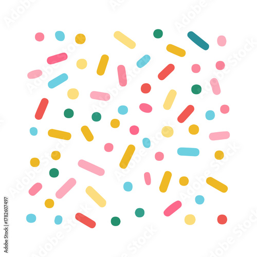 Clean 2D flat vector depiction of a Birthday Confetti, designed in minimalist modern style with white background.