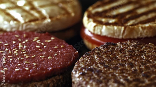 Collection of hamburgers with different toppings
