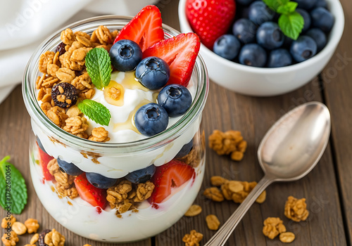 Healthy Yogurt Parfait with Granola and Berries